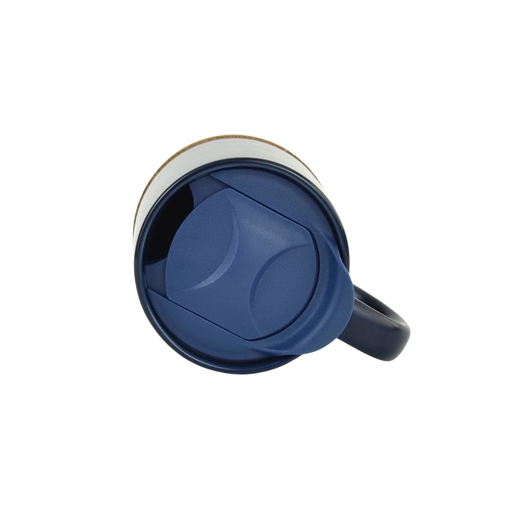 LUCCA - Giftology Ceramic Mug with Cork and Lid - Navy Blue