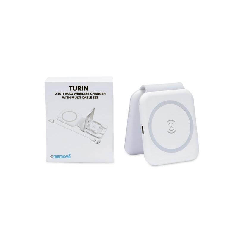 TURIN - @memorii Foldable Wireless Charger and Multicable Set - White