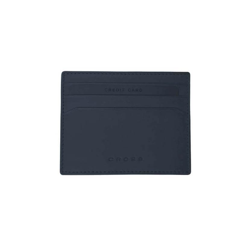 CROSS Pebble Leather 6CC Classic Fold Wallet with 6CC Cardholder - Navy Blue