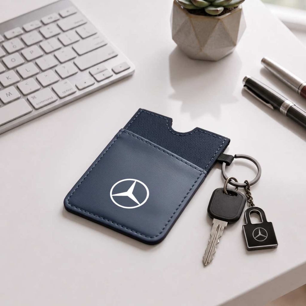 LUGANO - Vertical RFID Cardholder Wallet with Keyring - Navy Blue