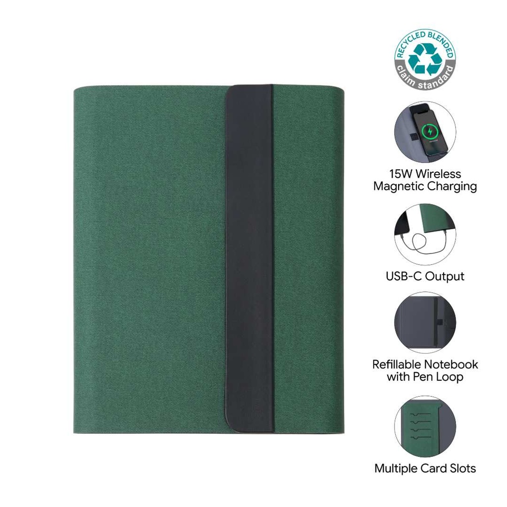 BERGMUND - Santhome 10000mAh Magnetic 15W Magsafe Wireless Power Bank Folder - Green