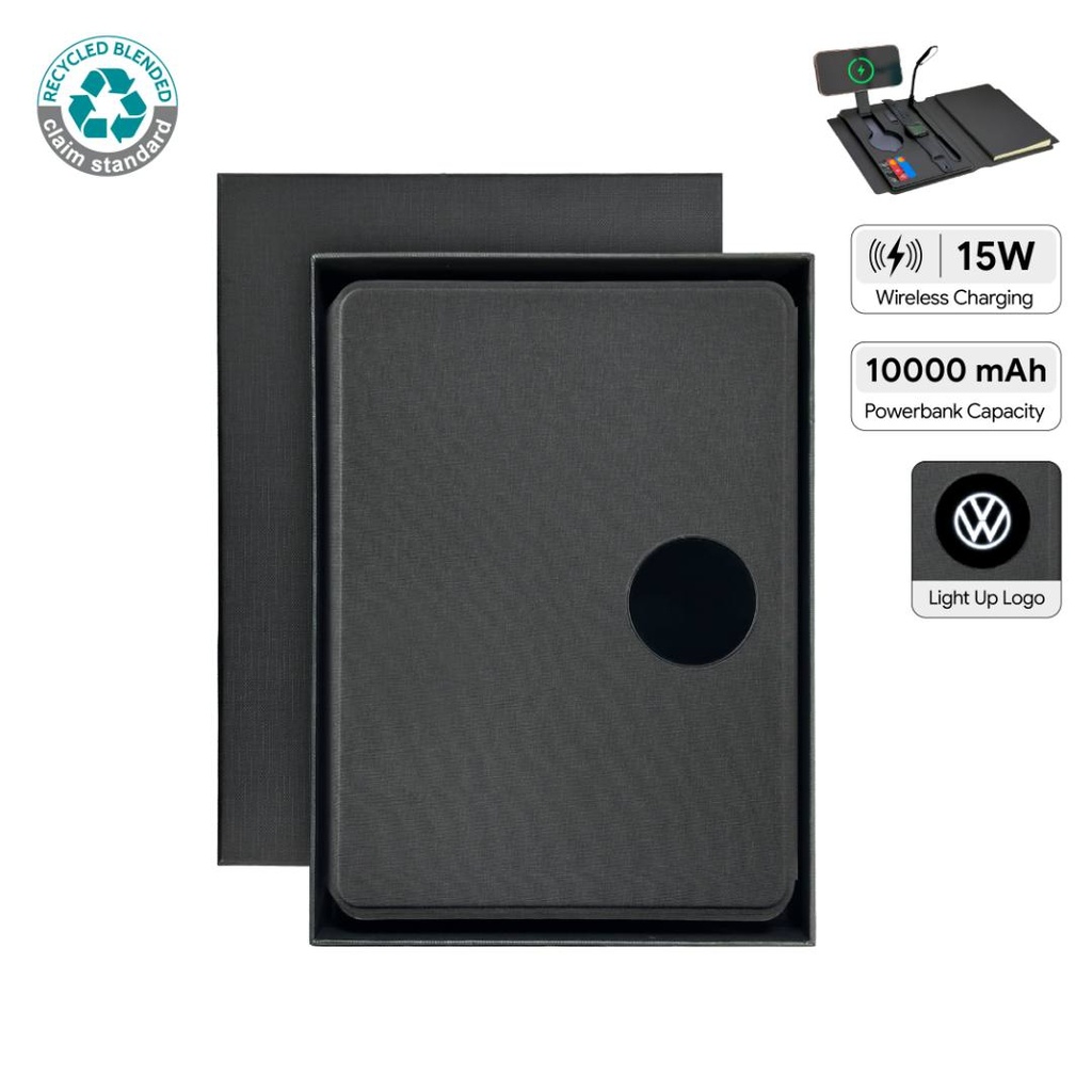 SOLAIS - Santhome Recycled 10000 mAh Power Bank and 15W Magsafe Smart A5 Organizer  - Black 