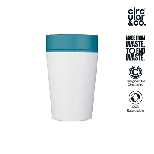 [DWCC 3255N] Circular Cup 8oz Chalk & Aquamarine Green