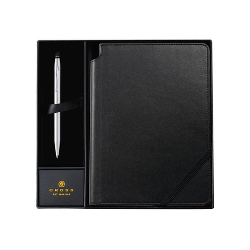[GSCR 5003] Cross Click™ Chrome Ballpoint Pen with Classic Black Journal Gift Set